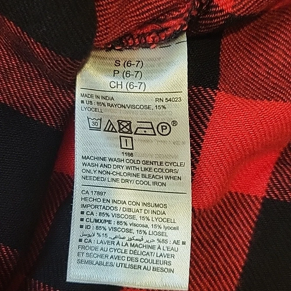 Old Navy Buffalo Plaid Flannel Shirt Bundle Red, White, Black Girl Size S (6-7)